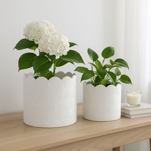 MORGANWIND SET OF 2 WHITE PLANTER 10 (IN) 10
