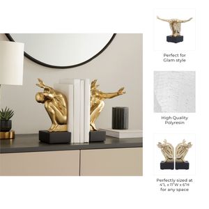 FINNCREST SET OF 2 GOLD BOOKENDS 6 (IN) 8