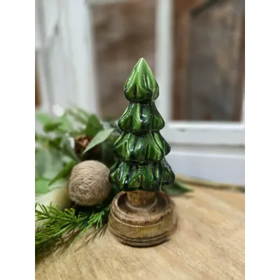 Small Carved Enamel Tree 6.5x2.9in