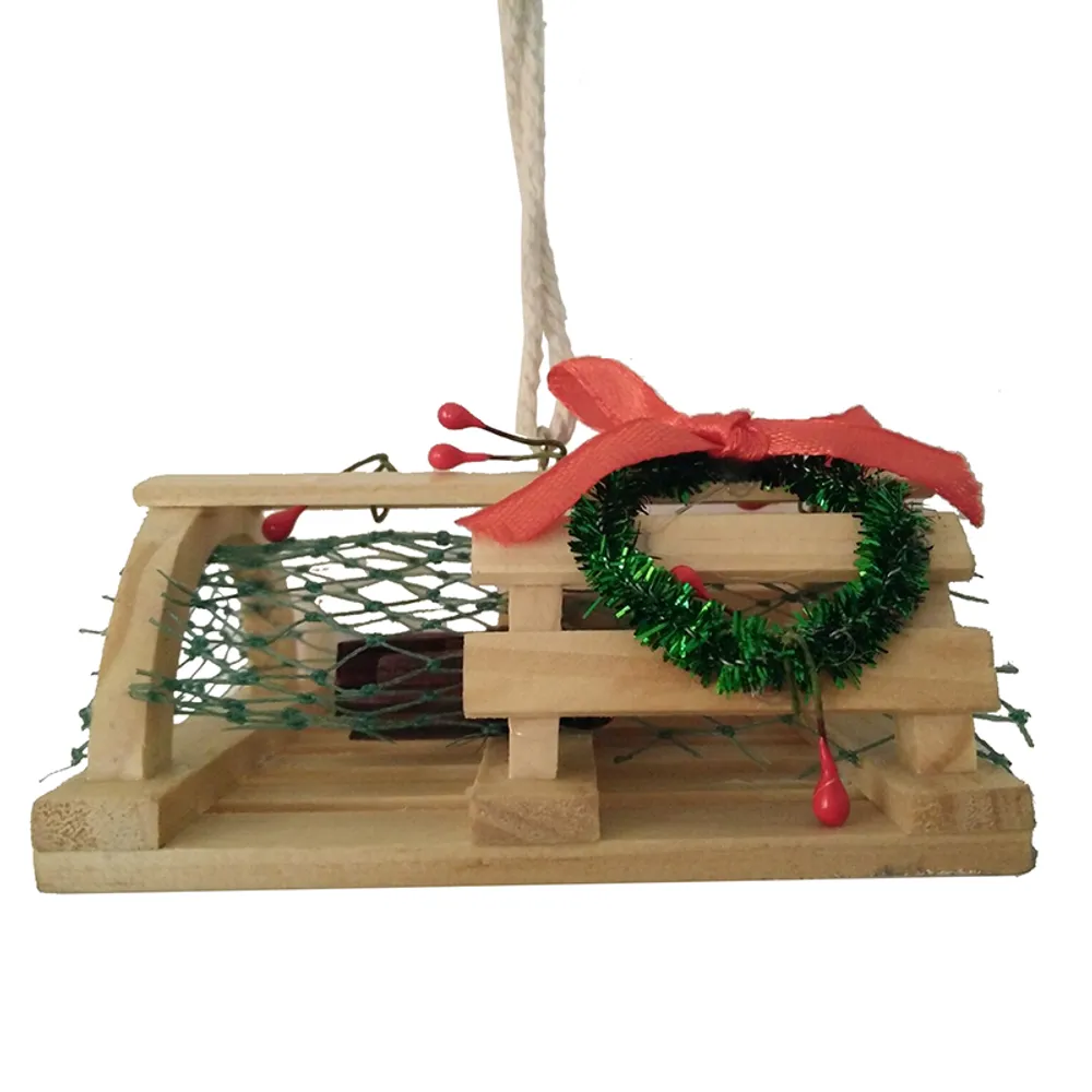 3-1/2" LOBSTER TRAP CHRISTMAS ORNAMENT