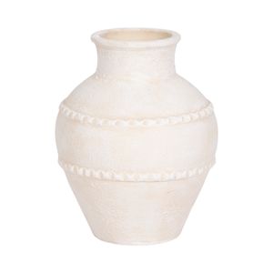 12" TRADITIONAL TEXTURED TERRACOTTA VASE, IVORY 4