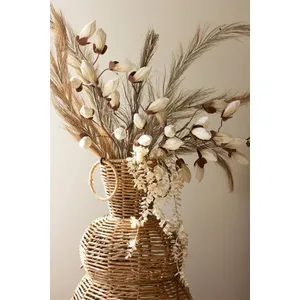 Set of 3 Woven Seagrass and Iron Floor Vases 2