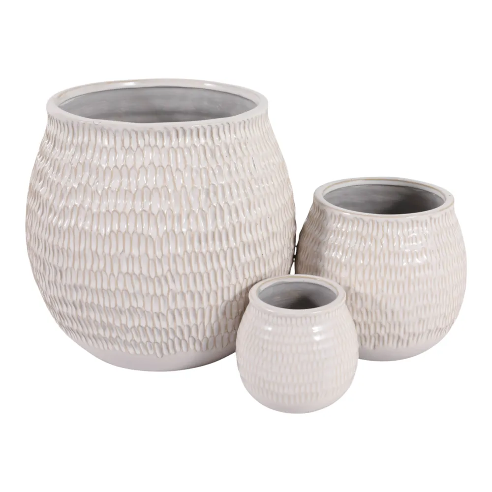 HILTONCLIFF SET OF 3 IVORY PLANTER 10 (IN)