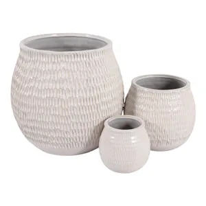 HILTONCLIFF SET OF 3 IVORY PLANTER 10 (IN) 5