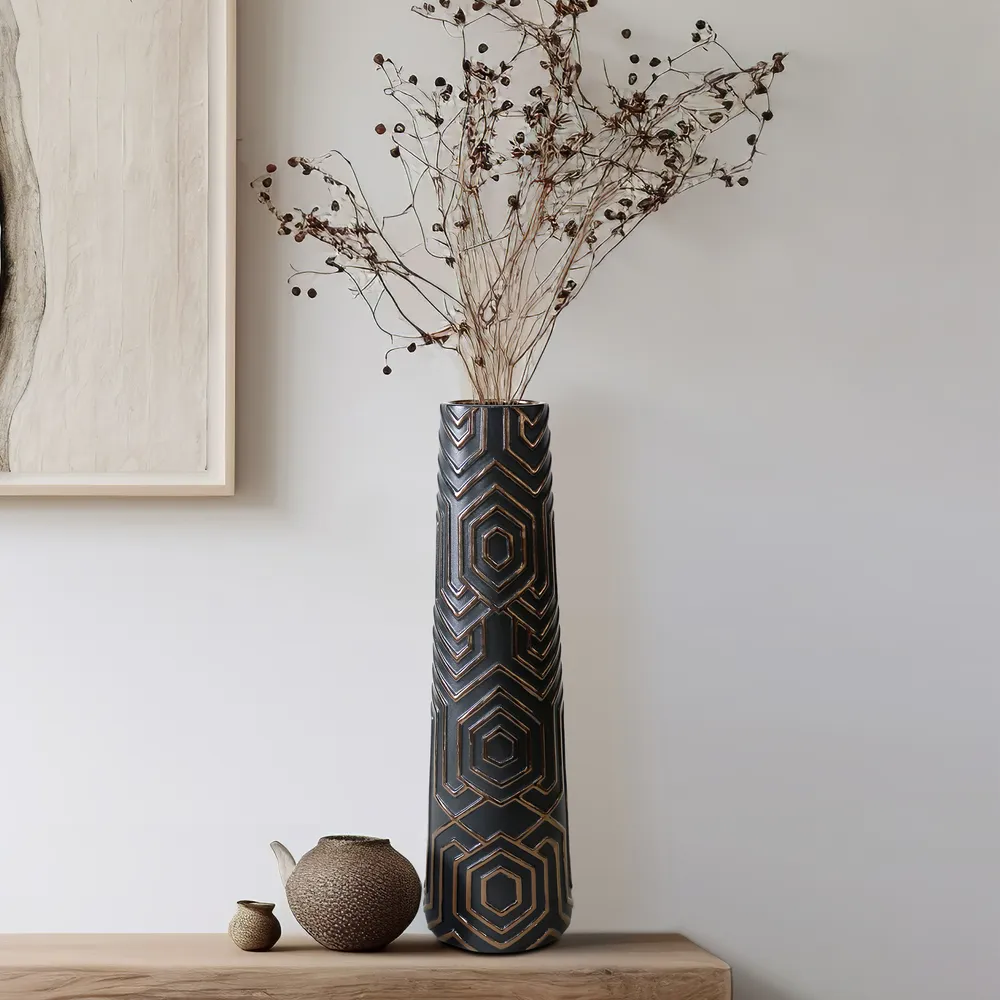 MORGANBROOK BLACK VASE 22 (IN)