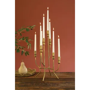 Antique Brass Eight Taper Candelabra 1