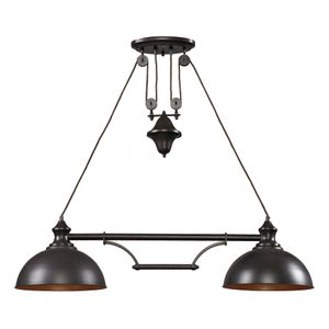 Farmhouse 44'' Wide 2-Light Linear Chandelier - Oiled Bronze 1