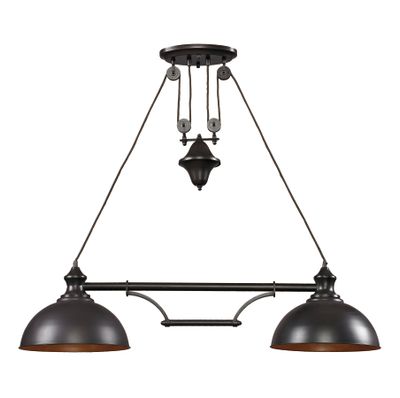 Farmhouse 44″ Wide 2-Light Linear Chandelier - Oiled Bronze
