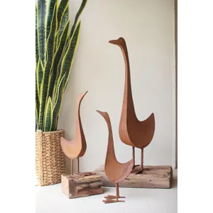 Set of 3 Rustic Metal Geese 1