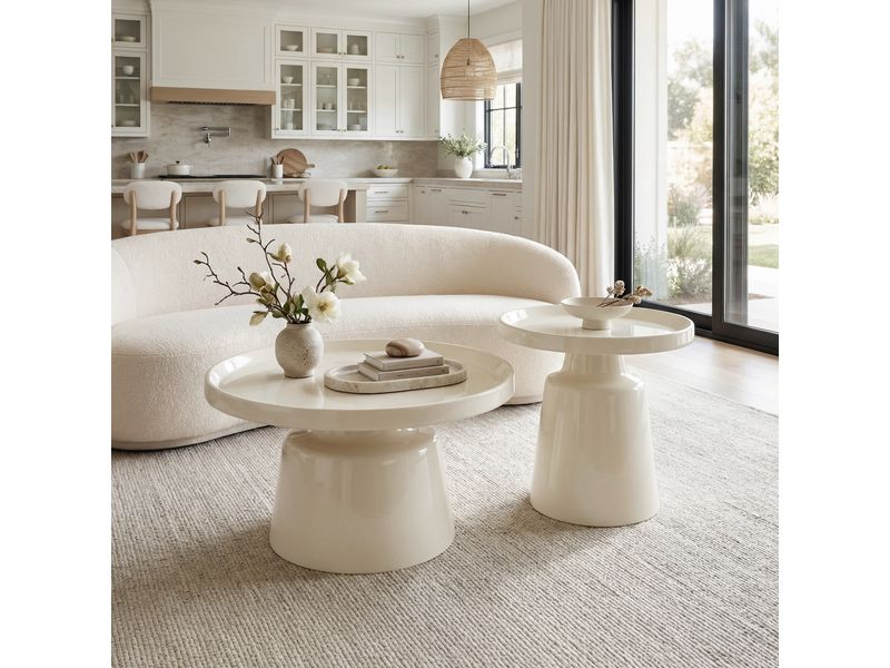 Beurre Coffee Table Set Ivory 2