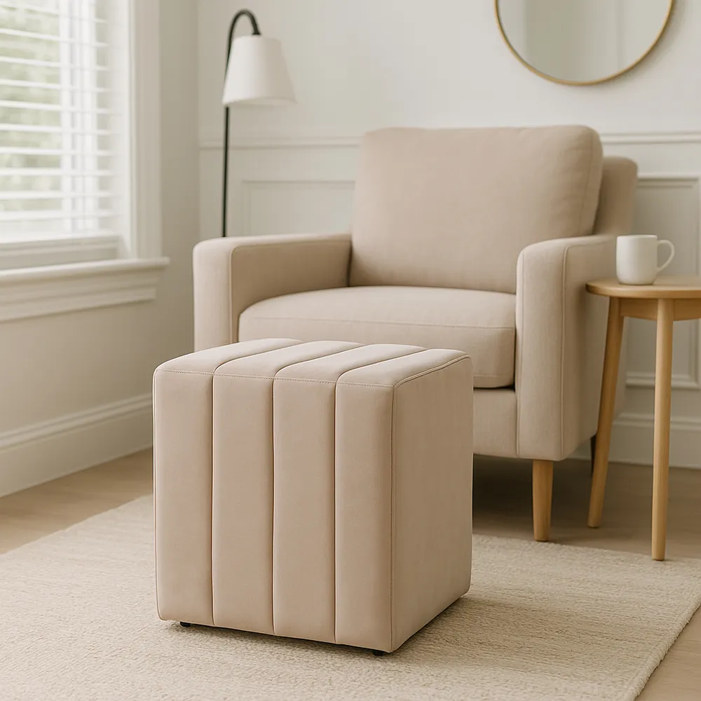BRAECLIFF TAN OTTOMAN 19 (IN)
