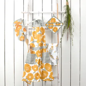 Icelandic Poppies Gold Cotton Kitchen Towels (Set of 3) 6