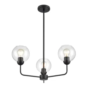 Boman 23'' Wide 3-Light Chandelier - Matte Black 3