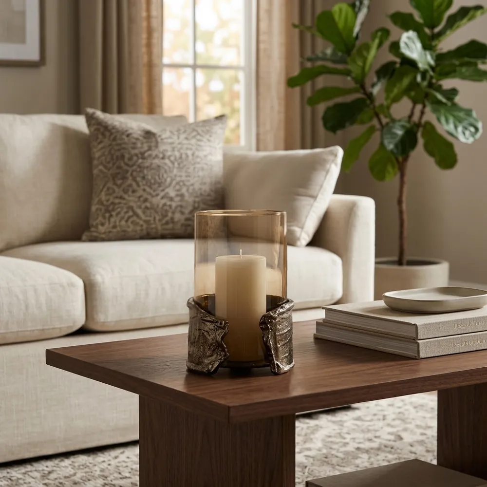 BAXTERMILL BROWN CANDLE HOLDER 8 (IN)