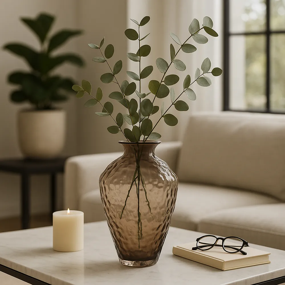 HAROLDHAVEN BROWN GLASS VASE 15 (IN)