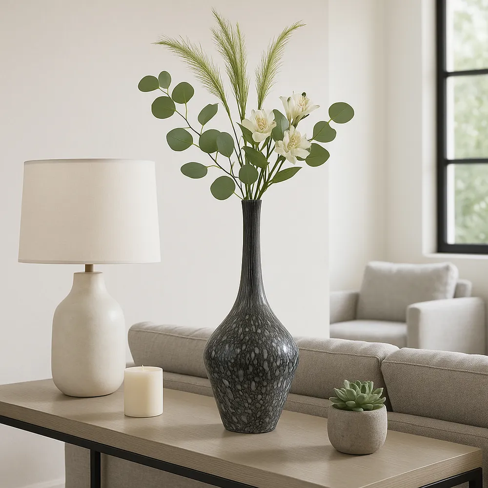 DOUGALROSE GRAY GLASS VASE 21 (IN)