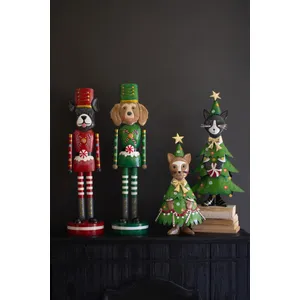 Set of 2 Painted Metal Christmas Dog Nutcrackers 2