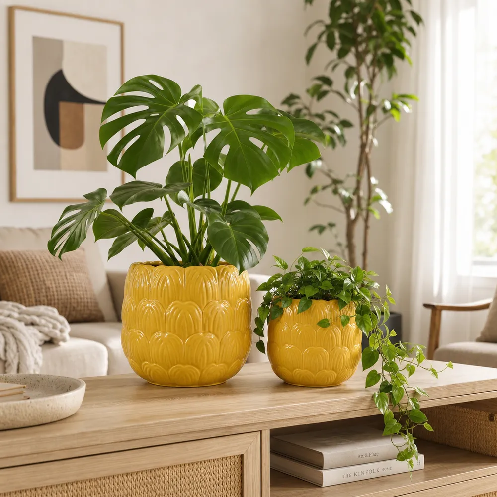 TATUMWOOD SET OF 2 YELLOW PLANTER 7 (IN)
