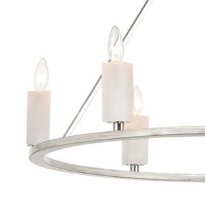 White Stone 30'' Wide 6-Light Chandelier - Polished Nickel 4
