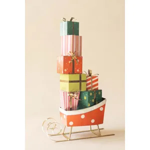 Giant Painted Metal Christmas Sleigh with Presents 4