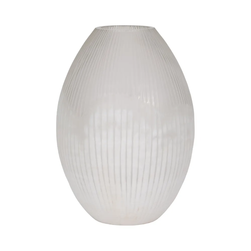 ADLERGROVE WHITE GLASS VASE 18 (IN)