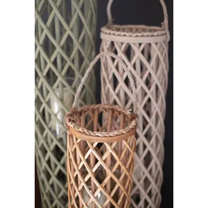 Set of 3 Tall Willow Lanterns with Glass Inserts 3