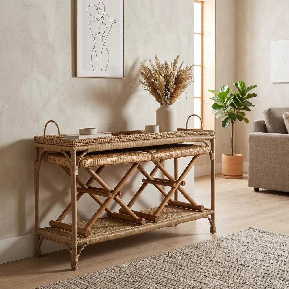 ENNISWIND SET OF 3 TAN CONSOLES 30 (IN)