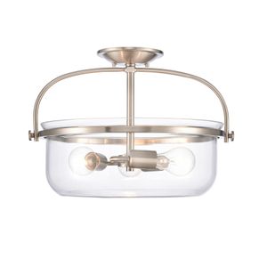 Wentworth 17'' Wide 3-Light Semi Flush Mount - Brushed Nickel 3