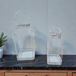 Milk Lanterns Set of 2 15in and 12inH 2