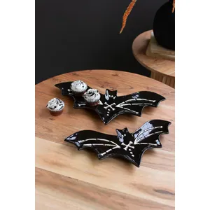 Set of 2 Nesting Ceramic Bat Serving Platters 2