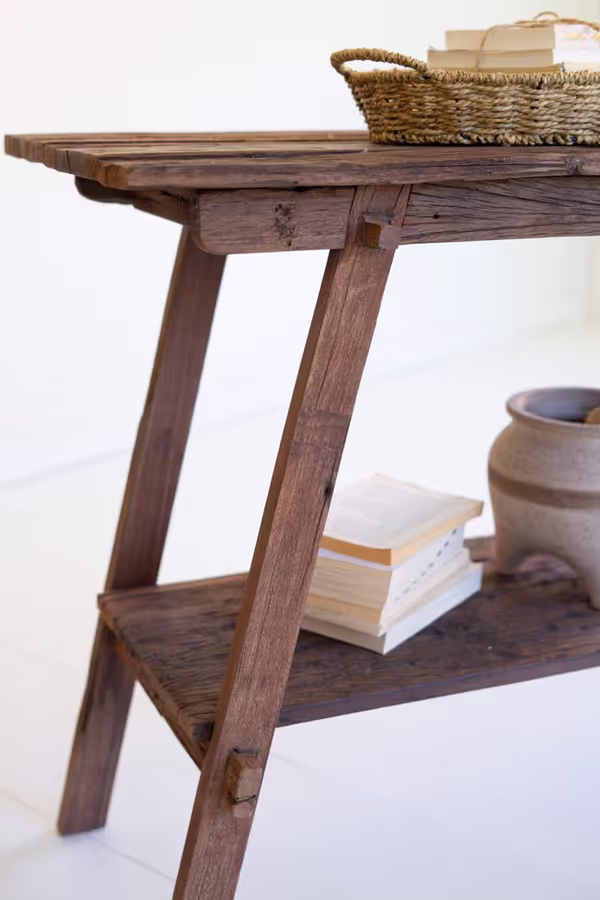 Reclaimed Wood Console with Lower Shelf