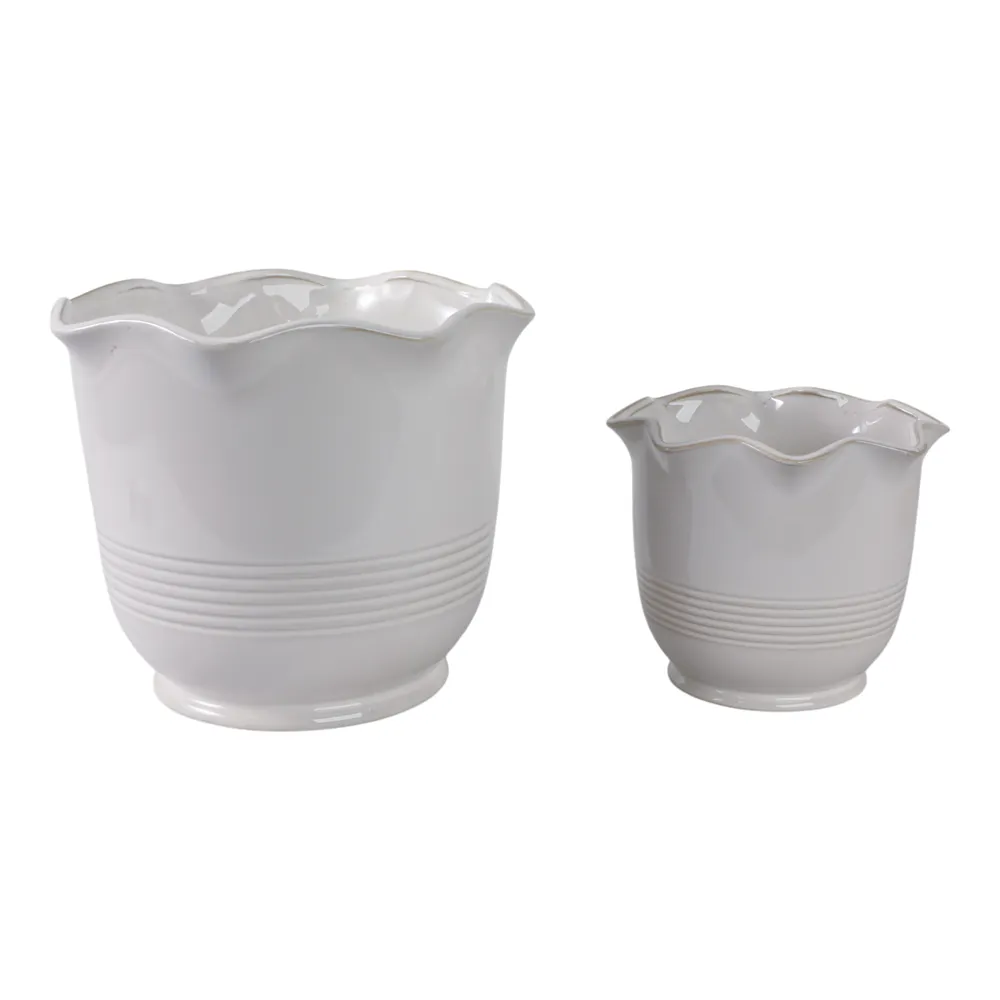 ALECHAVEN SET OF 2 IVORY PLANTER 11 (IN)