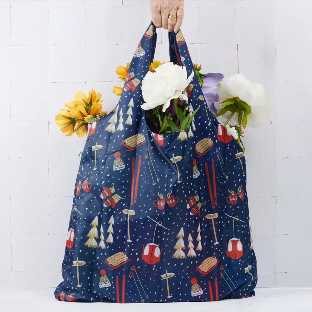 Nordic Ski Navy blu Reusable Shopping Bag