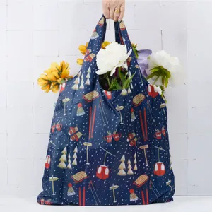 Nordic Ski Navy blu Reusable Shopping Bag 3