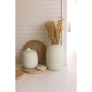 Set of 2 Ivory Ceramic Canisters 6