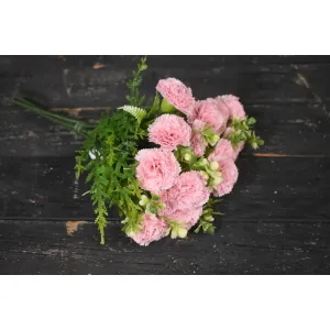 Pink Carnation Bunch Pick 12in 1