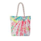 TOTE W ROPE HANDLE & JUTE - MULTI-COLOR TIE-DYE 1