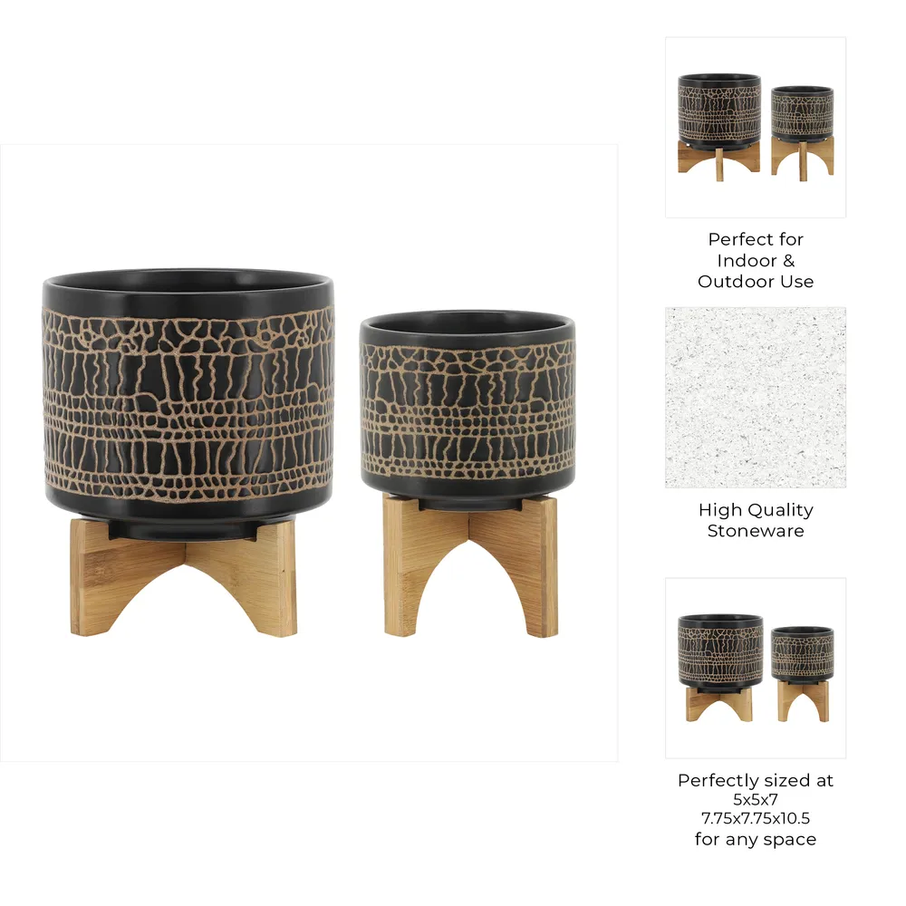 LANDONVIEW SET OF 2 BLACK PLANTER 11 (IN)