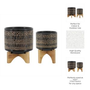 LANDONVIEW SET OF 2 BLACK PLANTER 11 (IN) 10