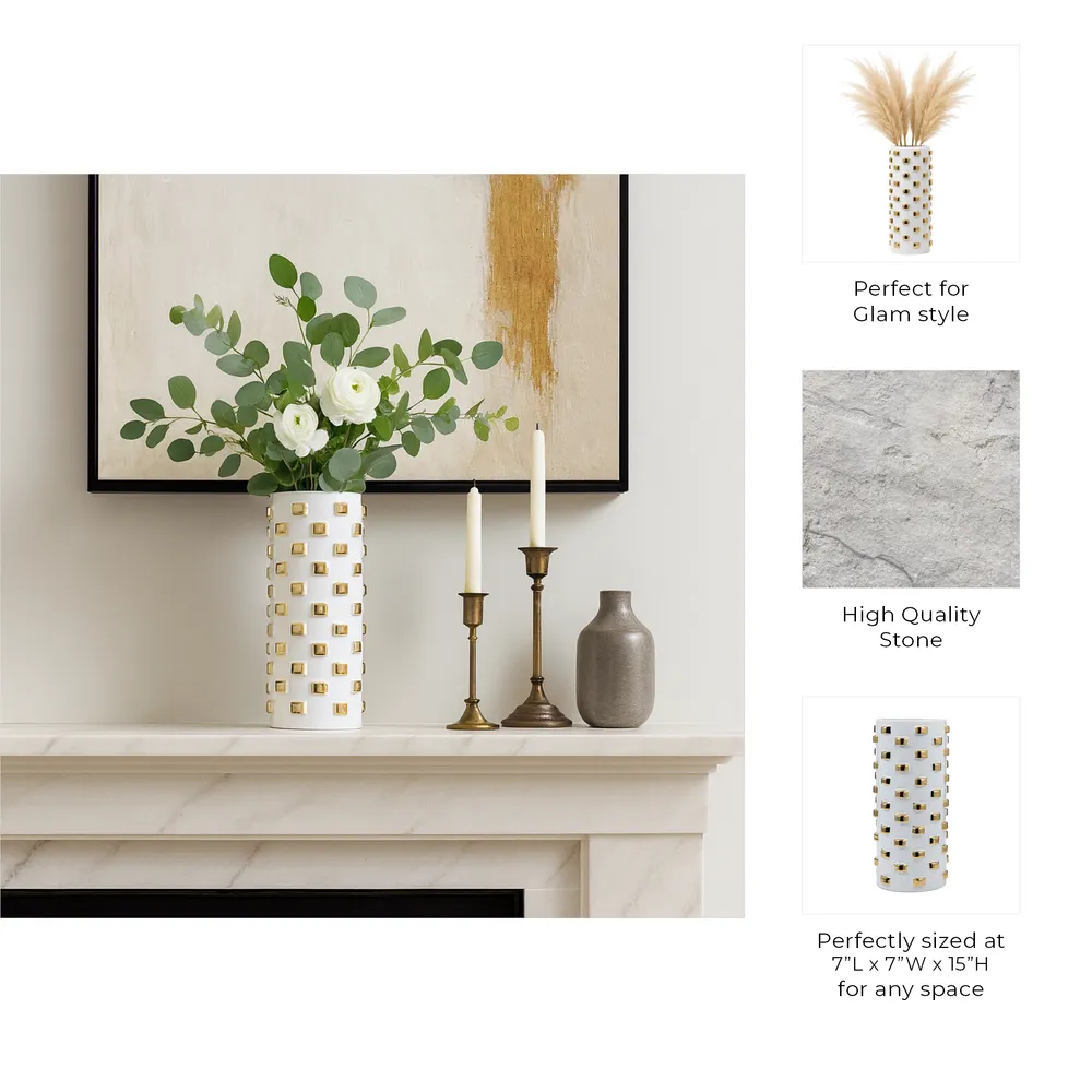 DASHCLIFF WHITE VASE 15 (IN)