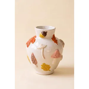 Ceramic Leaves and Mushrooms Vase 2