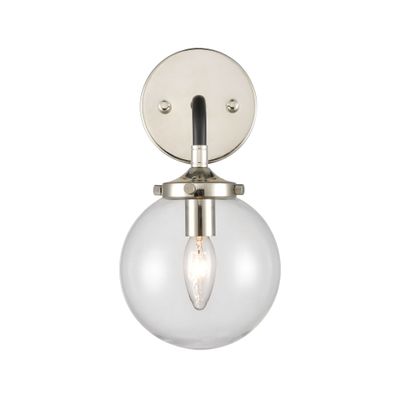 Boudreaux 12″ High 1-Light Sconce - Matte Black with Polished Nickel