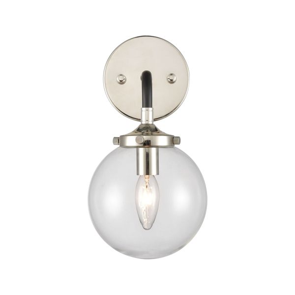 Boudreaux 12'' High 1-Light Sconce - Matte Black with Polished Nickel