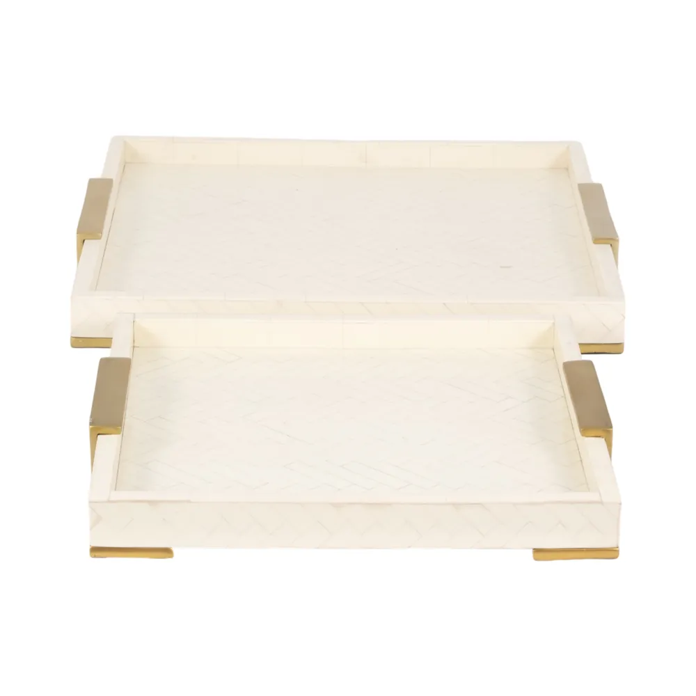 HENSONGROVE SET OF 2 IVORY TRAY 2 (IN)