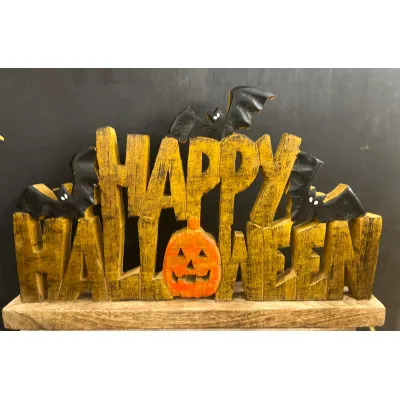 Happy Halloween with Bats Sign 16x10in