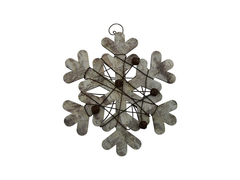 7" Birch Snowflake Ornament with Bells 1