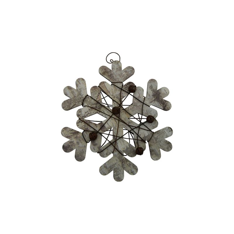 7" Birch Snowflake Ornament with Bells