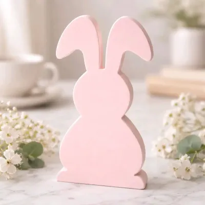Pink Wooden Bunny 7x3in