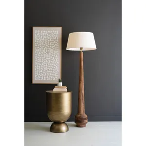 Tall Wooden Floor Lamp with Fabric Shade 2