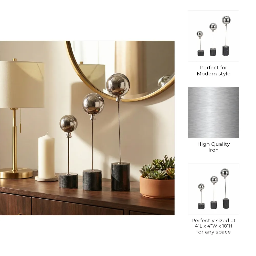 RAFESTONE SET OF 3 SILVER DECOR 18 (IN)